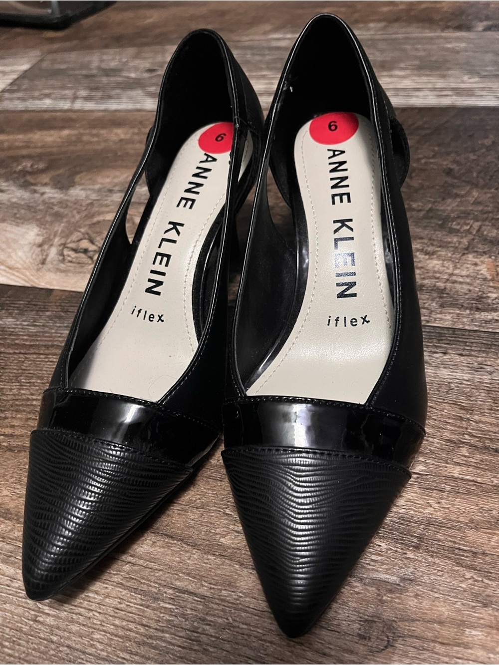 Anne Klein Black Pointed Toe Cutout Slingback Pumps